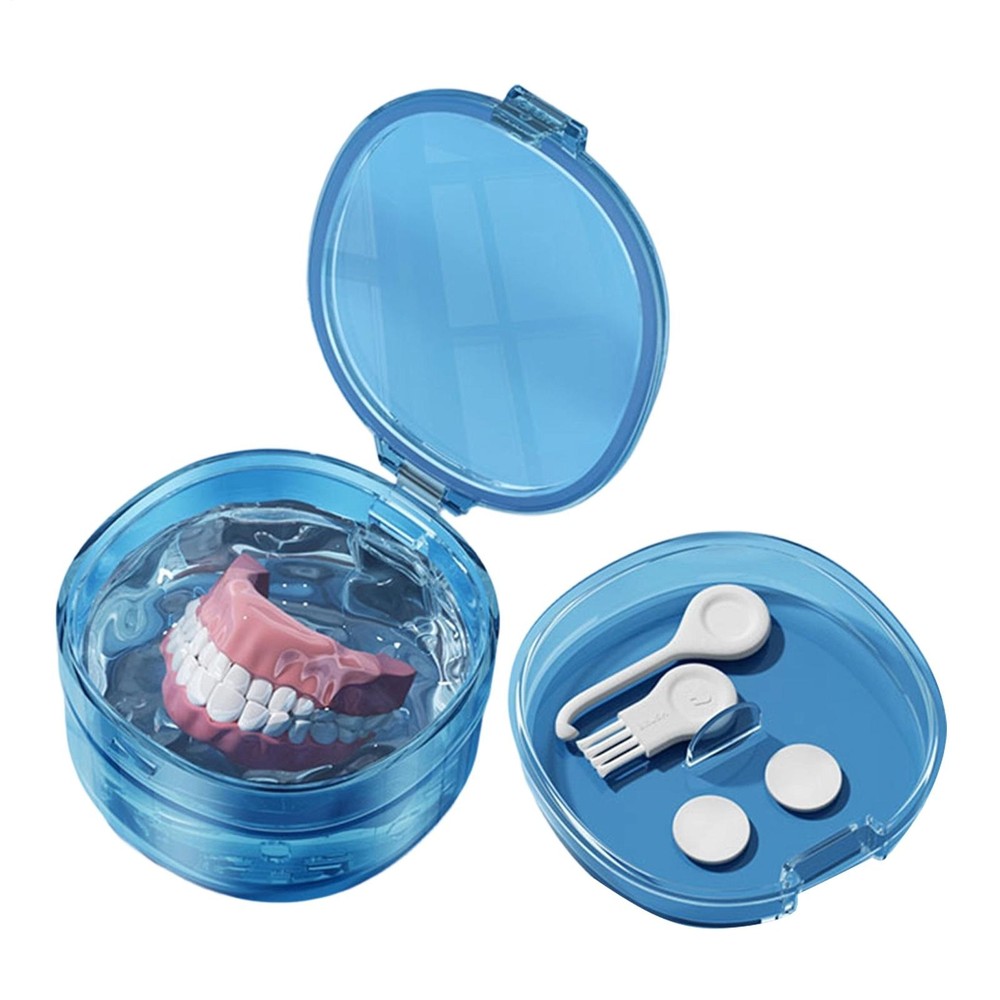 Denture Bath Case Portable Slim Leak Proof Soaking Container Tooth Box