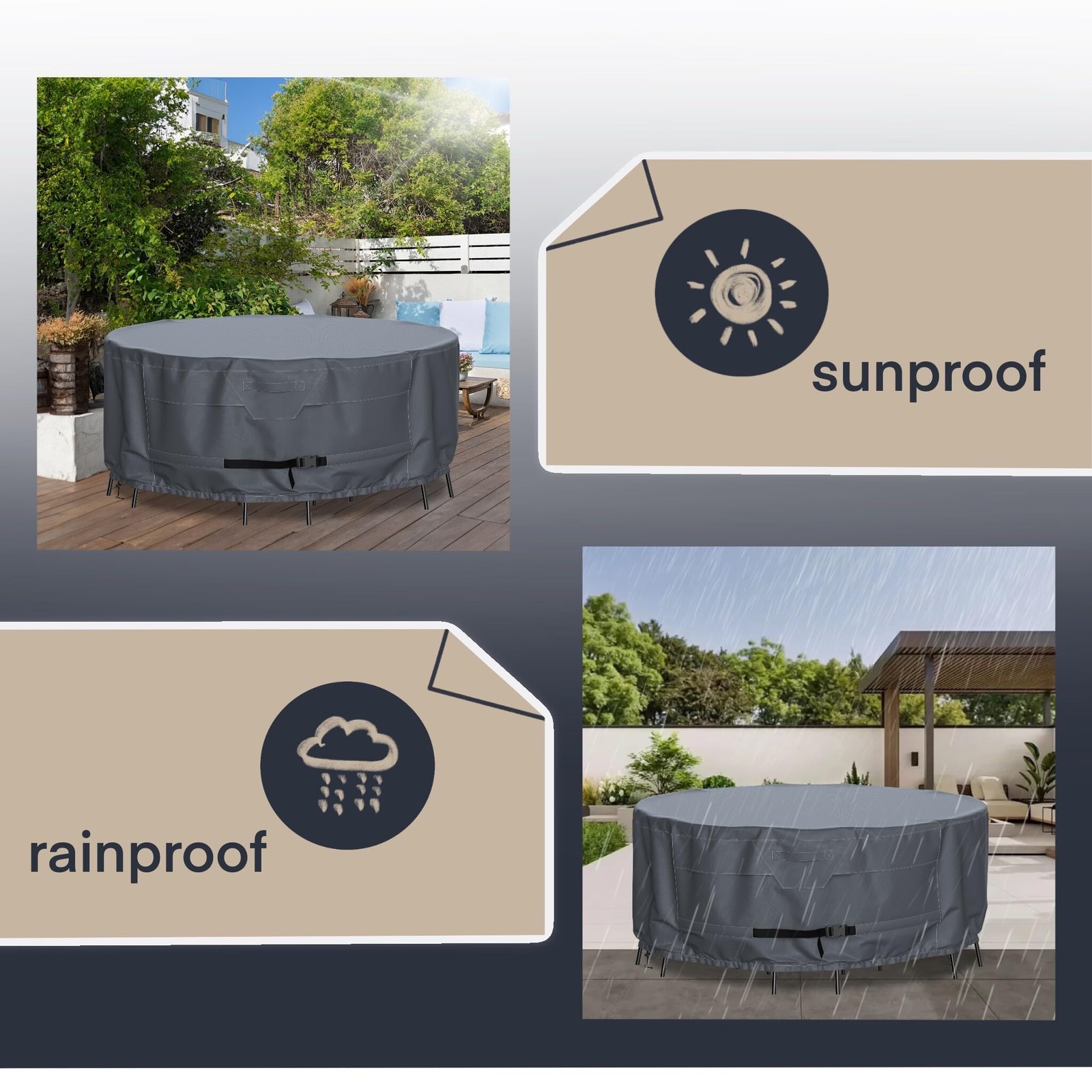 Round Patio Furniture Covers Waterproof Outdoor Table Chair Set Covers All Weath