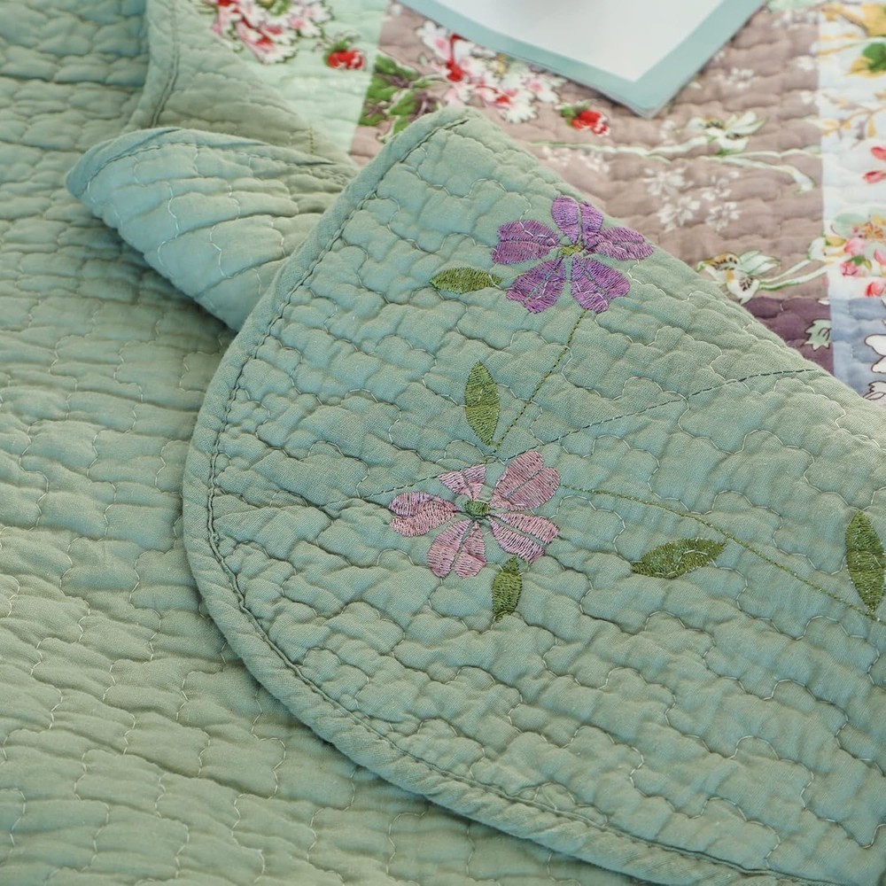 100% Cotton Quilt Orange Sunflower Bedding Set Floral Reversible Coverlet