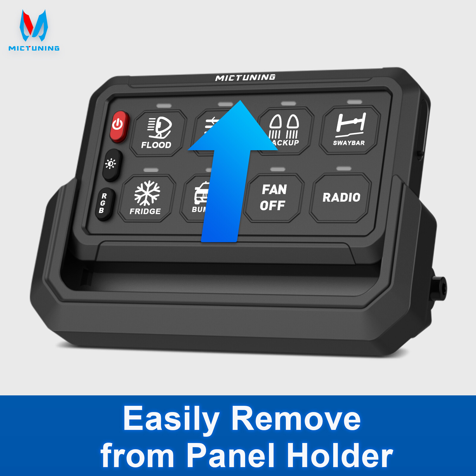 MICTUNING P1s 8Gang Switch Panel,Wireless Cordless,Auxiliary Circuit Control Box