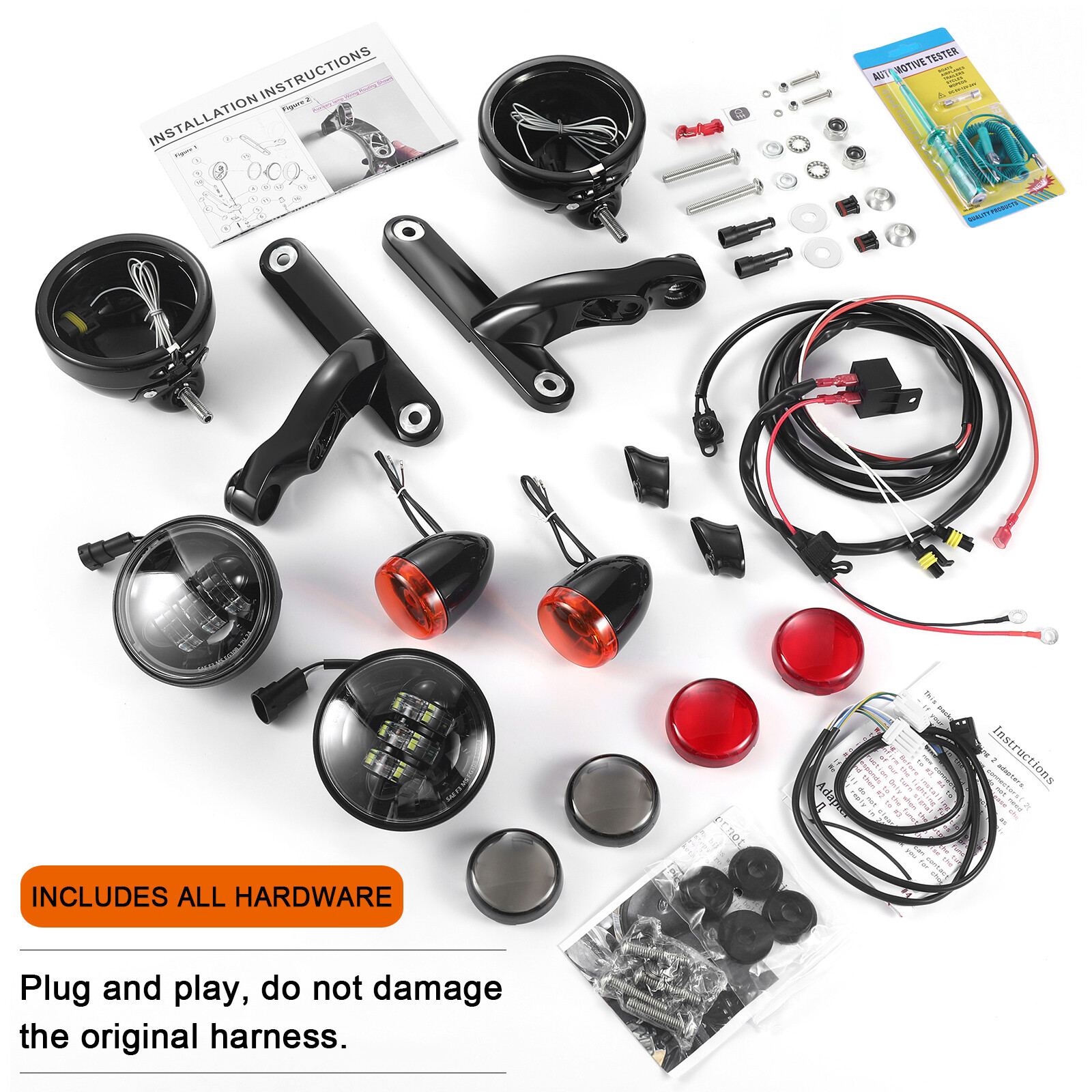 4.5" LED Auxiliary fog Light for Harley Touring street electra glide 06-up