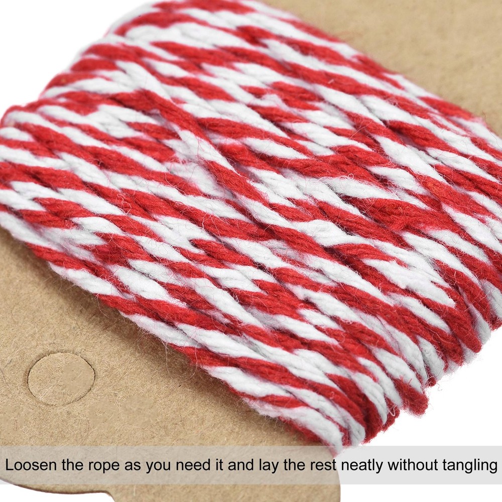 Thread Cord Macrame Cord Cotton Rope Braid String 6.2M/6 Yards Red White