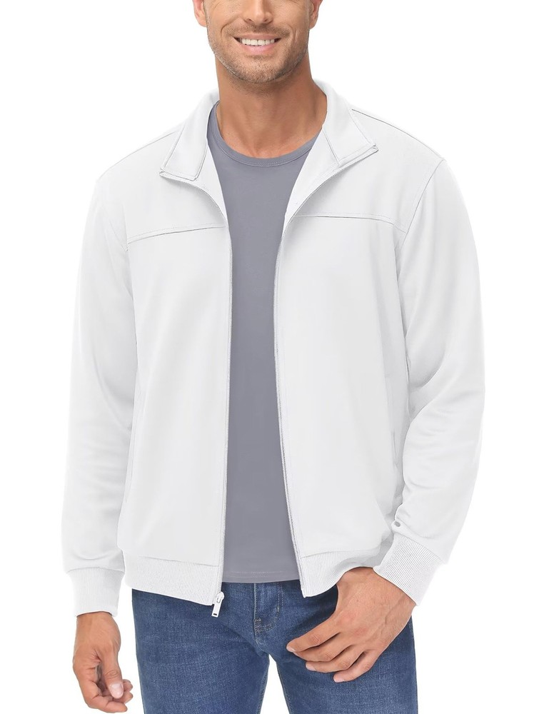 Men's Lightweight Full Zip Jacket Athletic Active Track Coat Softshell Outerwear