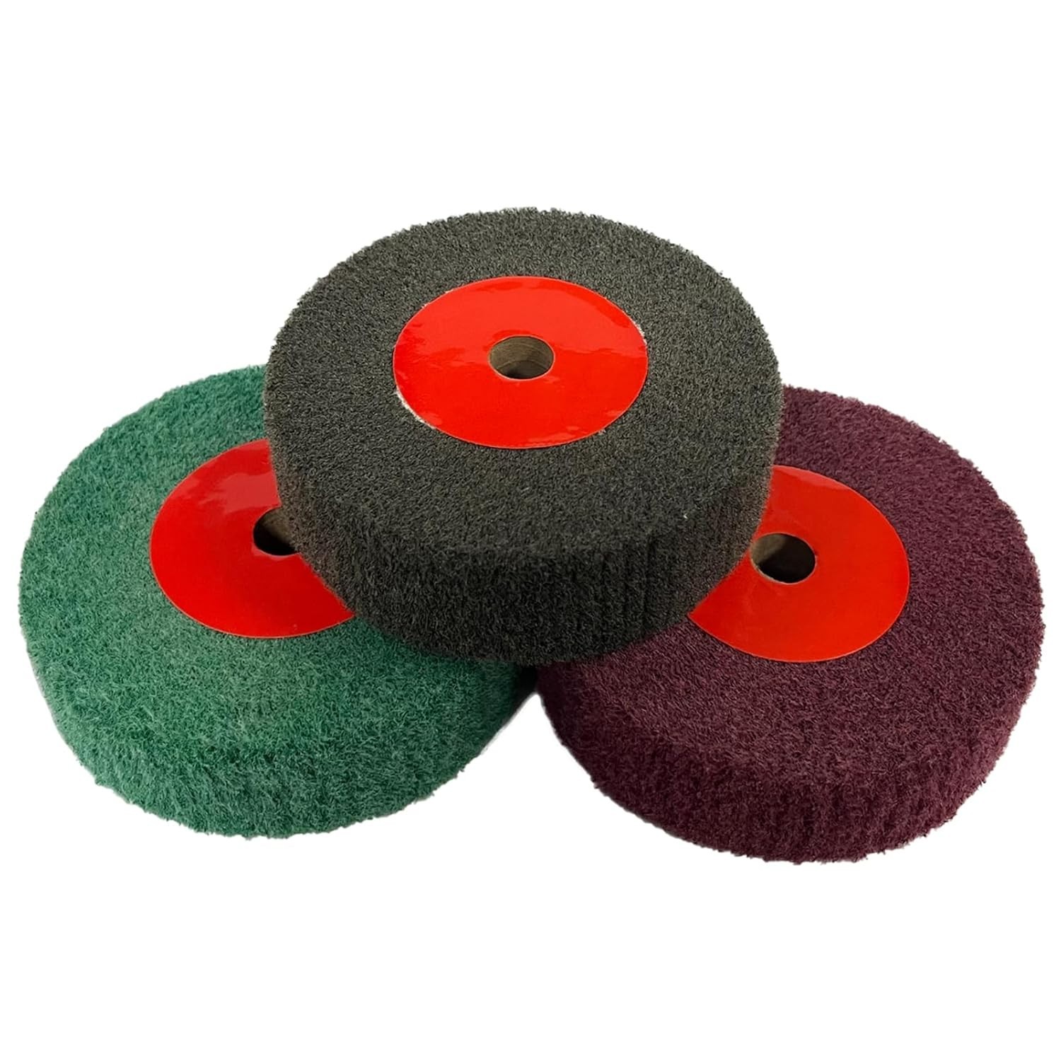 3Pcs 4" Nylon Polishing Wheels, 320/600/800 Grit, 1.2" Thickness, 1/2" Arbor