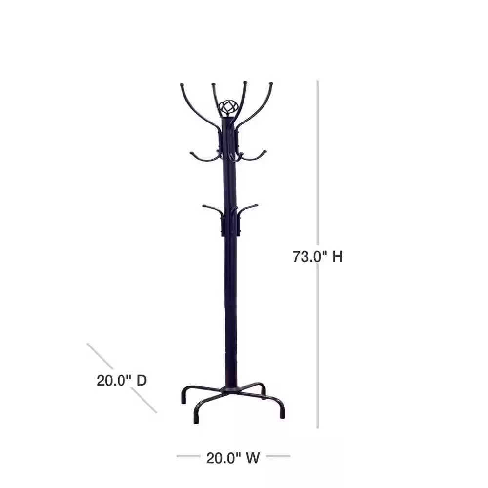 Black 8-Hook Coat Rack