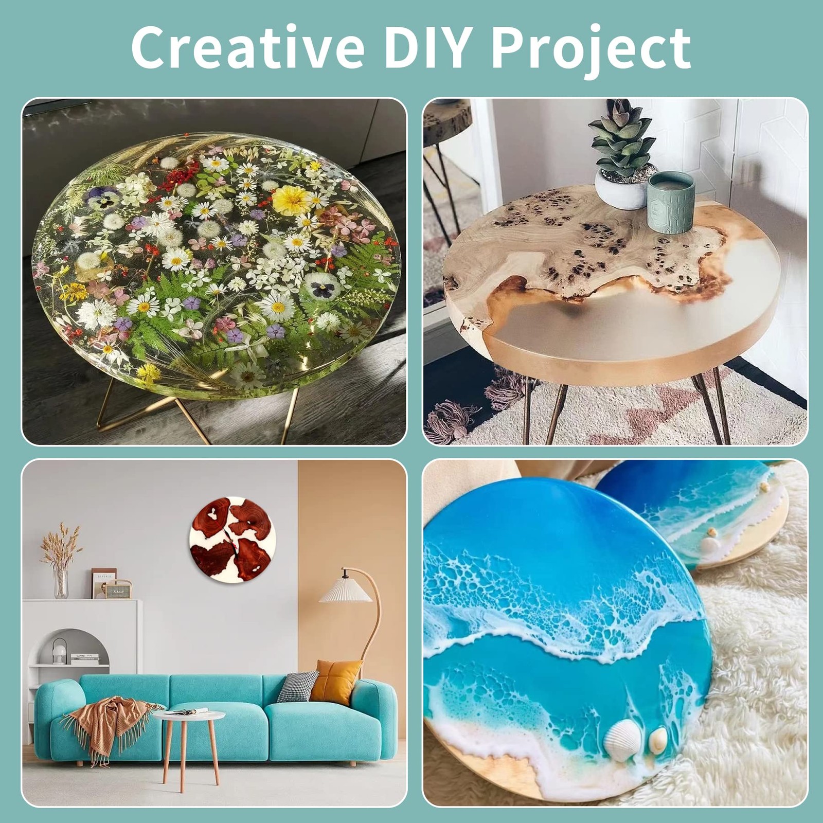 Extra Large Resin Table Mold 14 Inch Round Silicone Epoxy Resin Molds for Riv...