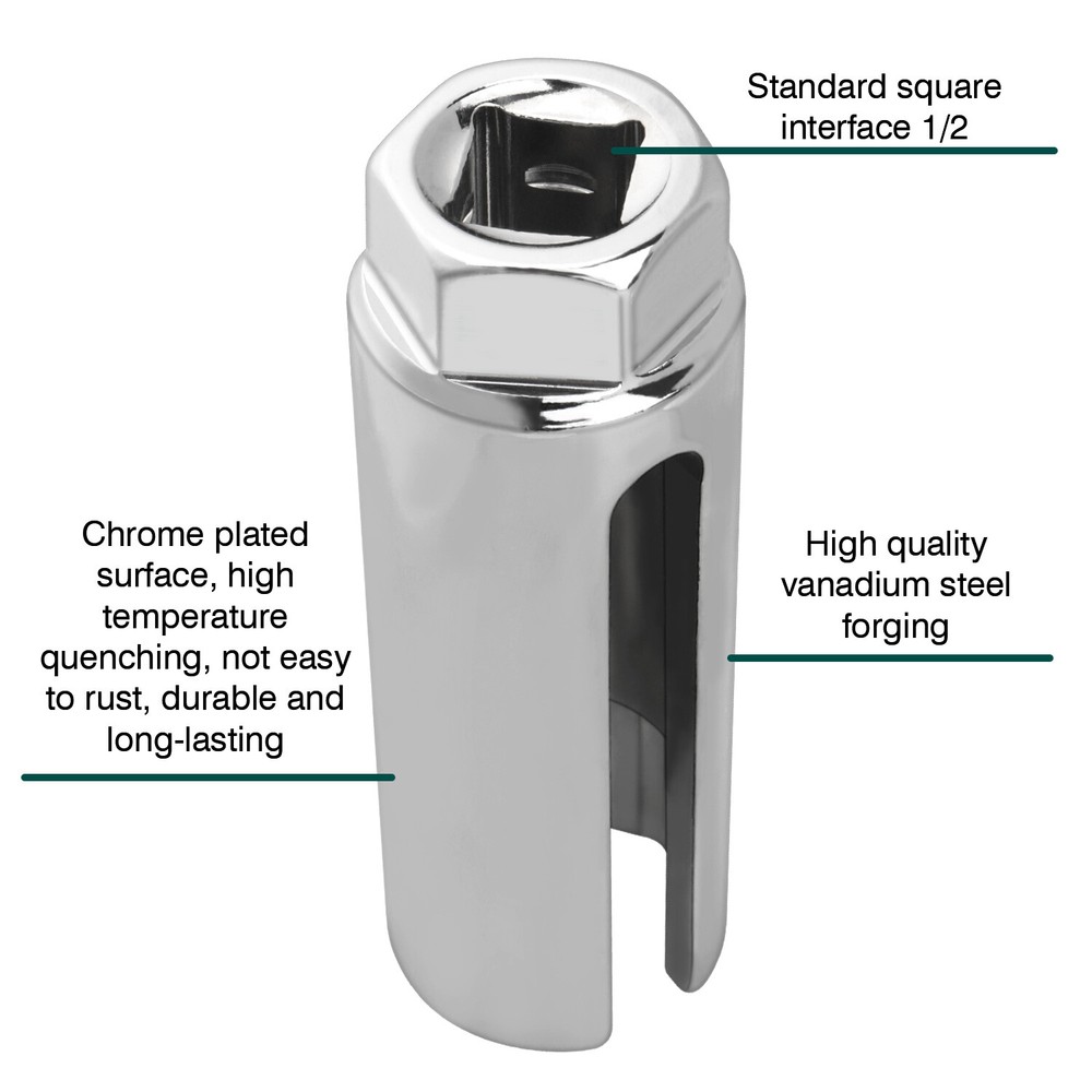 7/8'' 22mm O2 Oxygen Sensor Socket Wrench 1/2" Driver Offset Remover Socket Tool