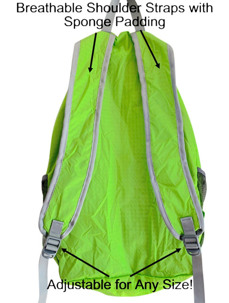 Backpack, Collapsible, Foldable Travel Pack, Packable, Durable--Green
