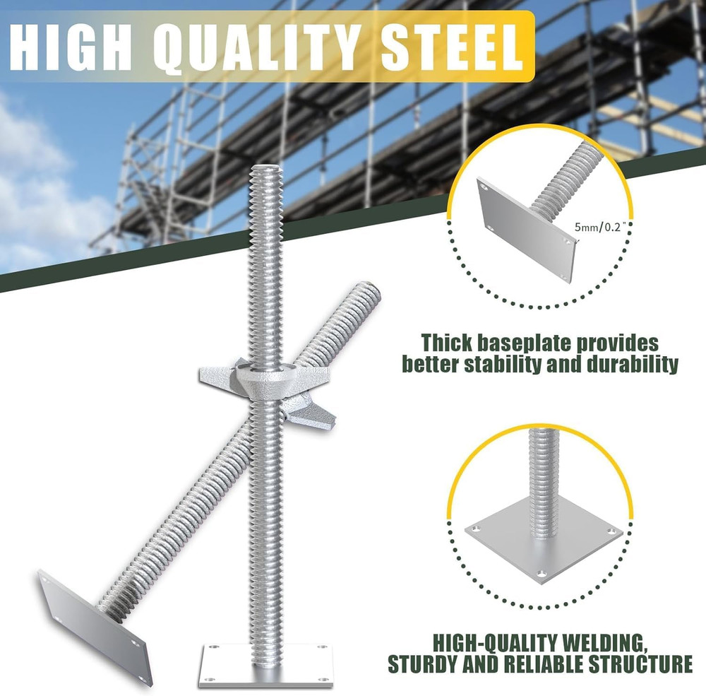 4 Pack Screw Scaffolding Jack, 24" Adjustable Scaffold Leveling Jacks, Solid Scr