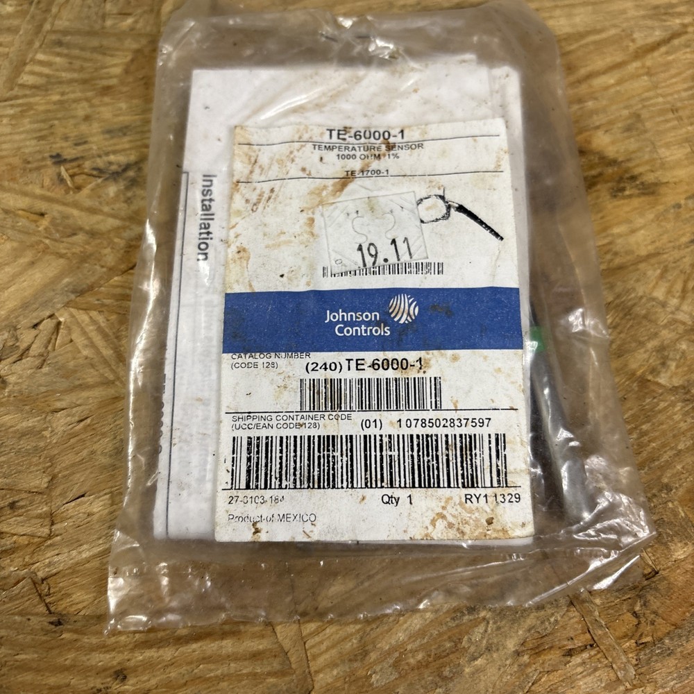 Johnson Controls TE-6000-1 Temperature Sensor 1,000 OHM 1%