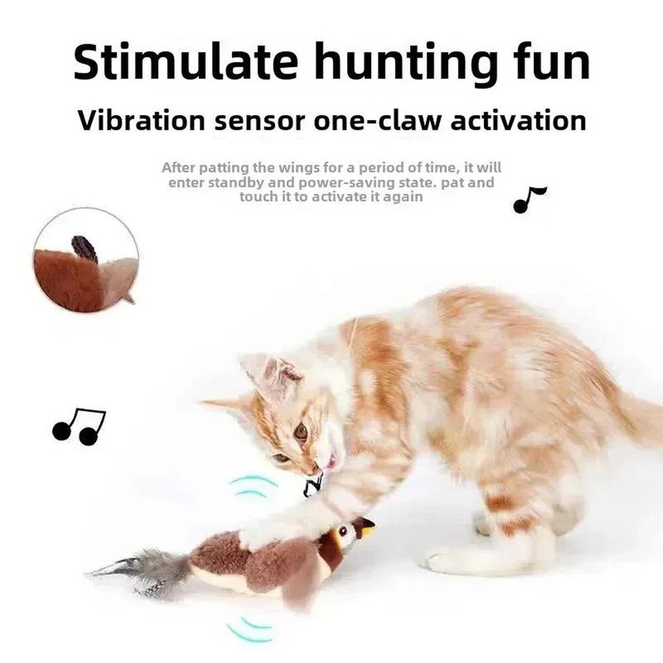 USB Interactive Flying Bird Cat Toys Electronic Pet Simulation Sparrow Toy US