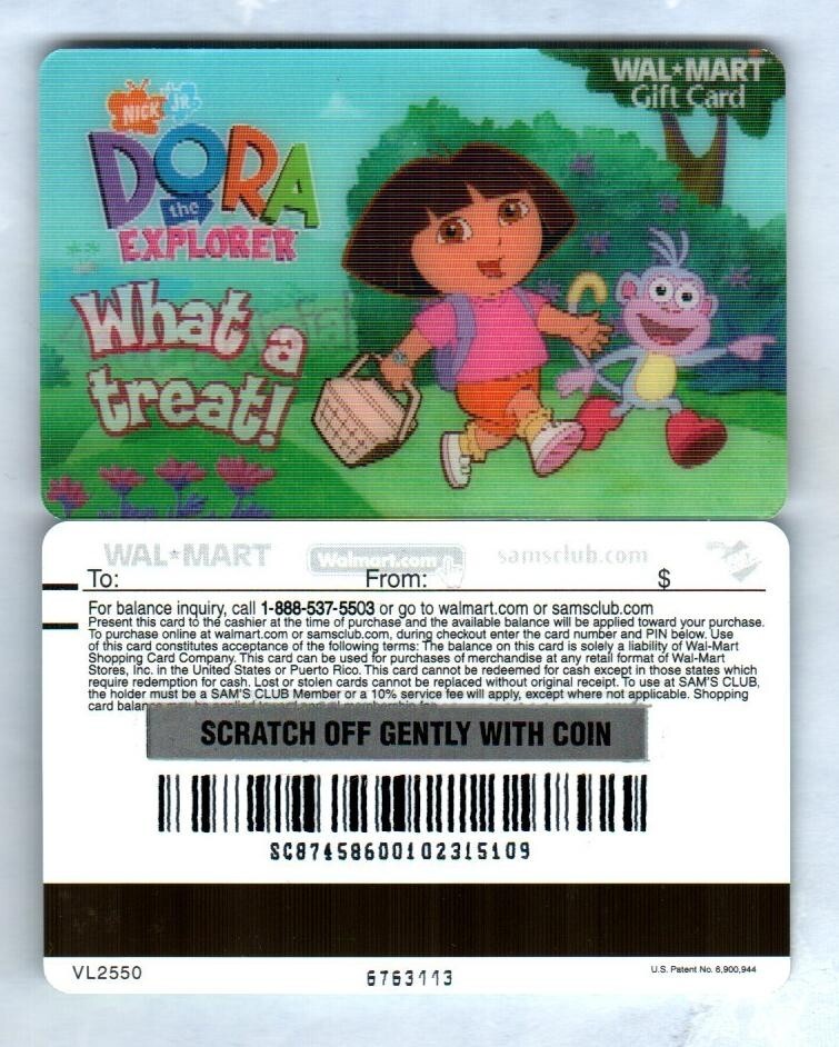 WALMART Dora the Explorer ( 2005 ) Lenticular Gift Card ( $0 )