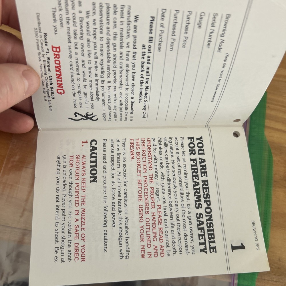 Browning BPS Factory Instruction Manual