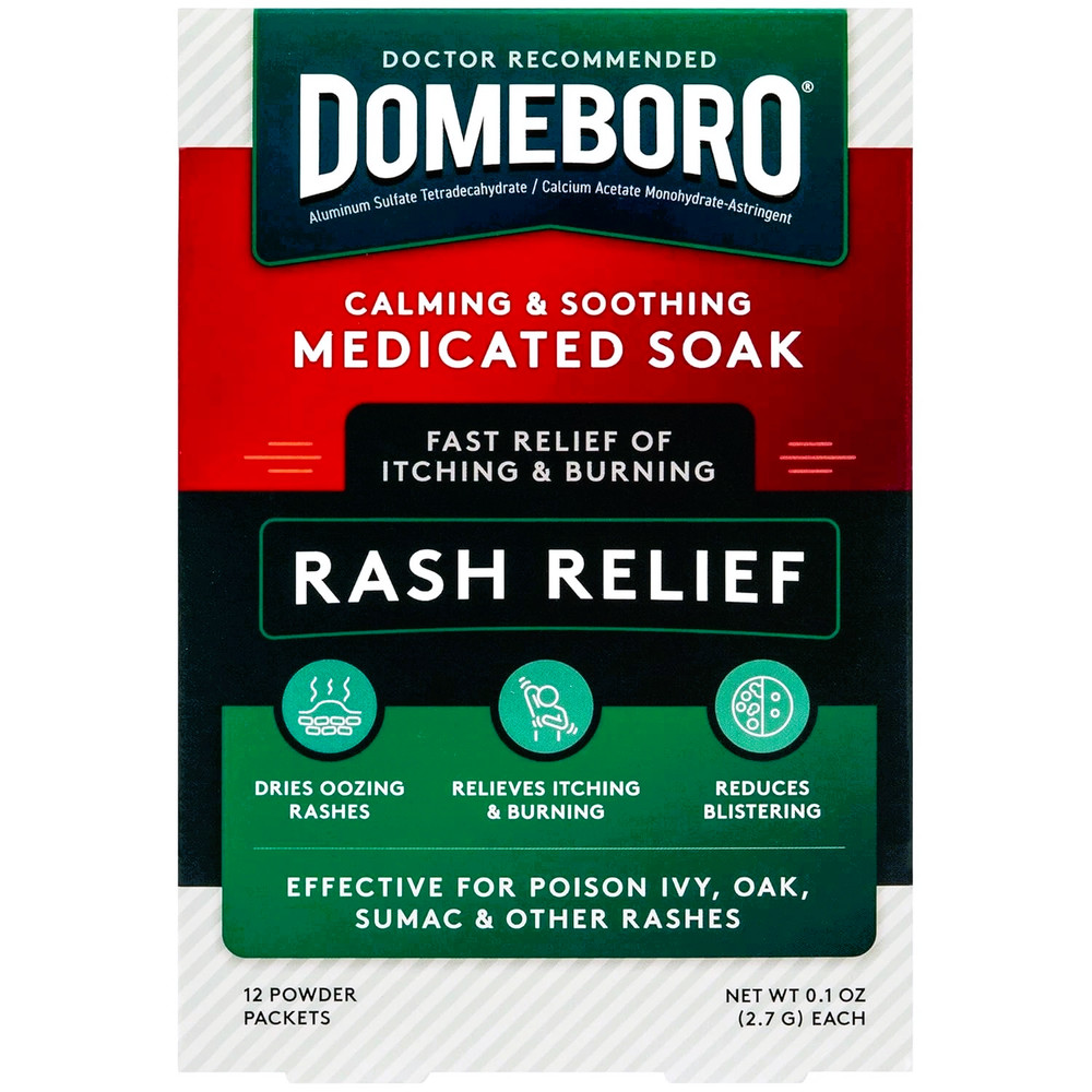 Domeboro Medicated Soak Rash Relief – 12 Packets (1 Box) Burow’s Solution