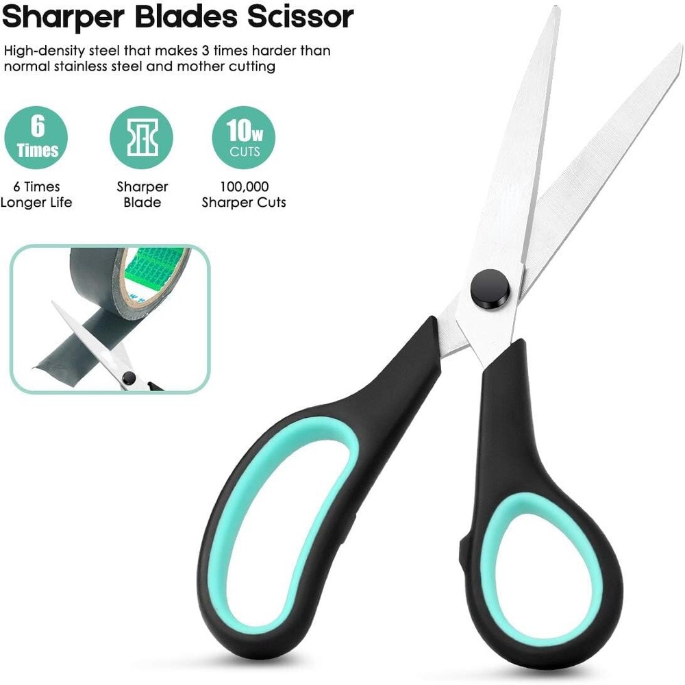 3-Pack 8" Sharp Heavy Duty Scissors for Office Home Sewing Crafts