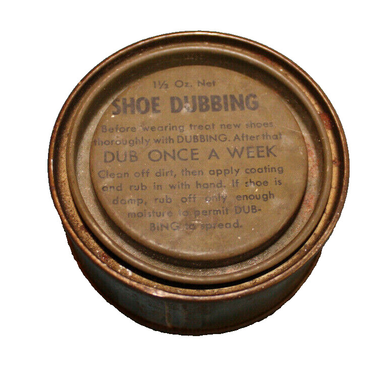 Vintage US Military Army Shoe Dubbing Olive Green Tin 1 ½ oz Feels Full