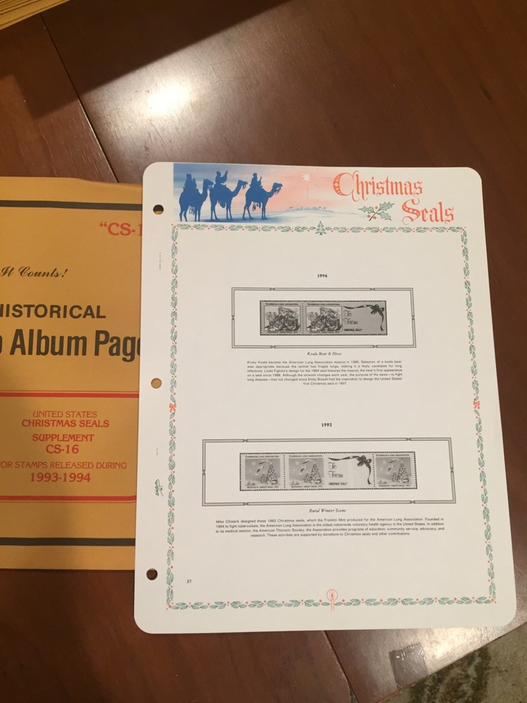 1 New Package of 1 White Ace Pages-Topical's-Christmas Seals CS-16