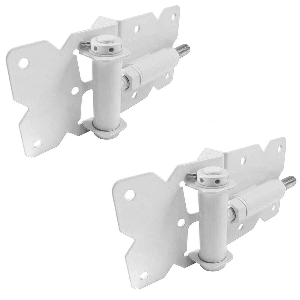 White Self Closing Vinyl Single Gate Kit with Extended Latch - 2 hinges & Latch