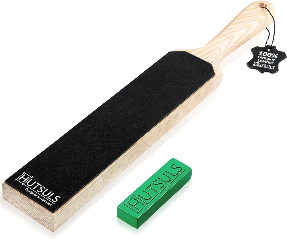 Double Sided Leather Strop Paddle Kit - Razor-Sharp Edges, Ergonomic Handle, ...