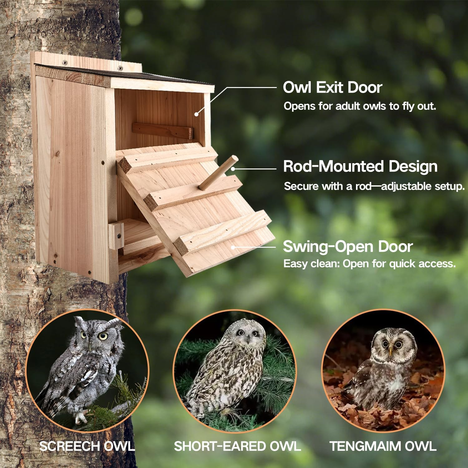 Owl House Premium Cedar Wood Screech & Barn Owl Nesting Box - Large Handmade Bir