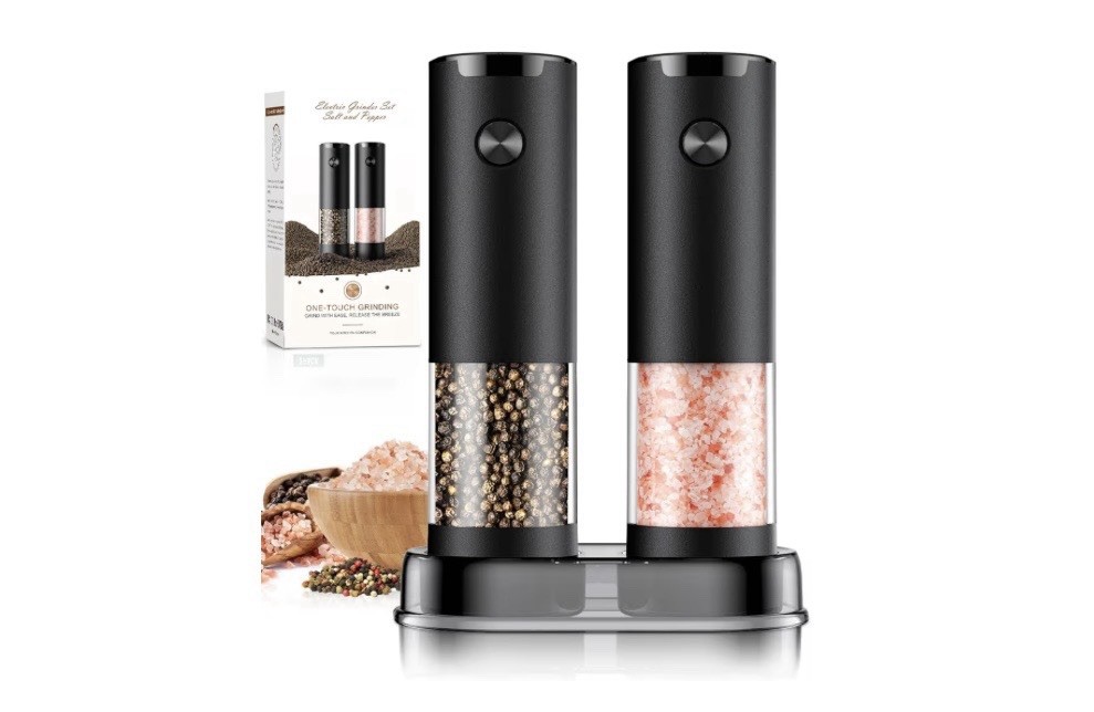 Electric Salt and Pepper Grinder Set, Automatic, Adjustable, Gift, 2 Pack