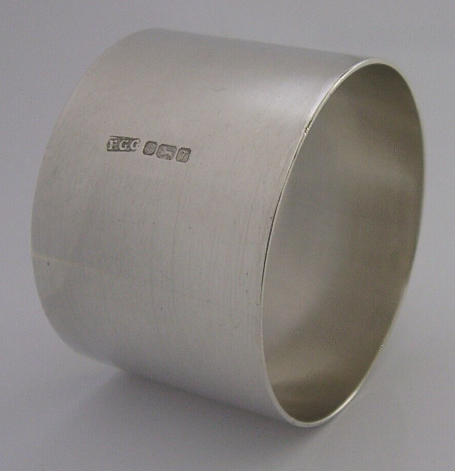BEAUTIFUL SOLID STERLING SILVER AMBER SET NAPKIN RING 1993 ENGLISH