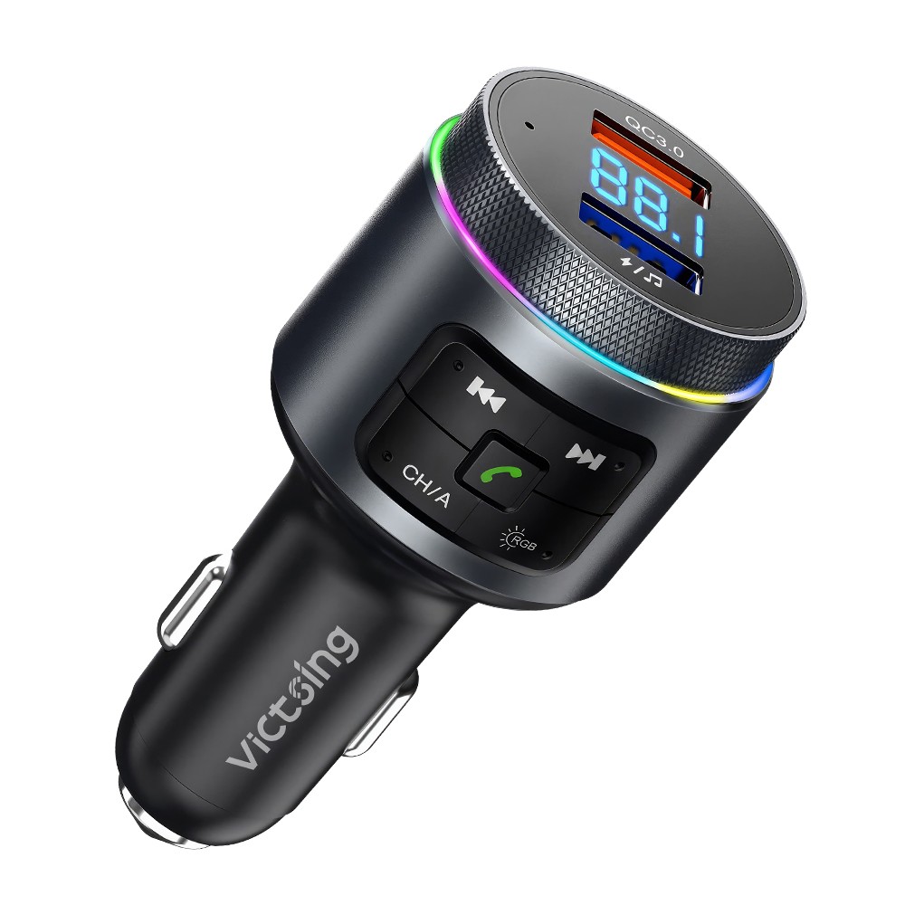 Bluetooth 5.0 Car Wireless FM Transmitter Adapter 2USB PD Charger Hands-Free AUX