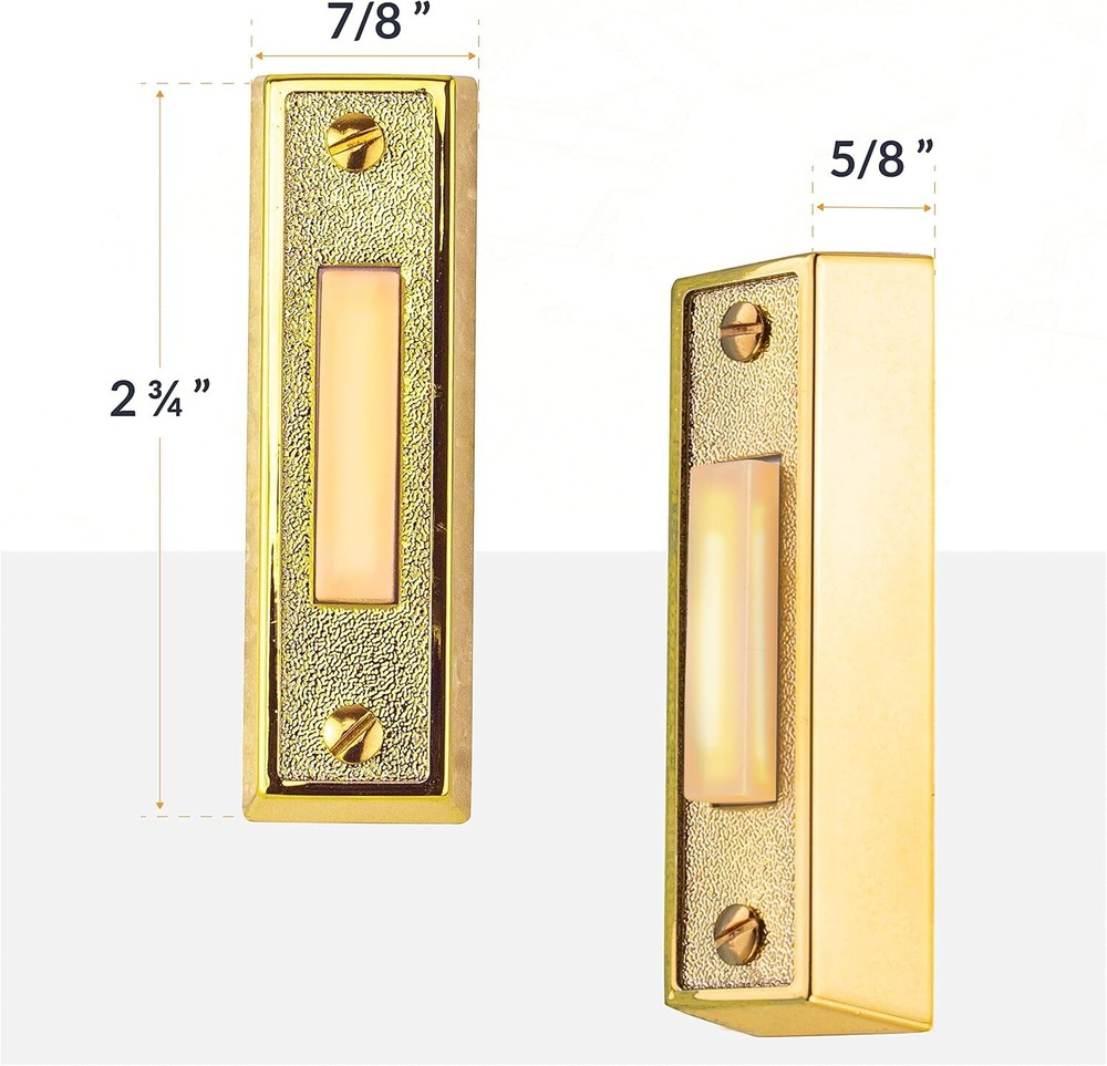 Compact Lighted Doorbell Button in Brass - Easy Installation & Compatibility