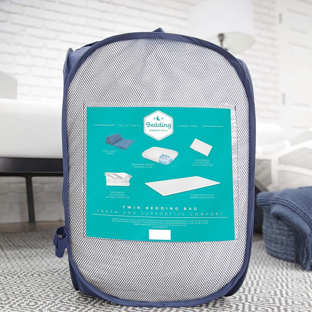 SensorPEDIC Back to Campus Bedding Bundle in a Bag - Twin XL, White