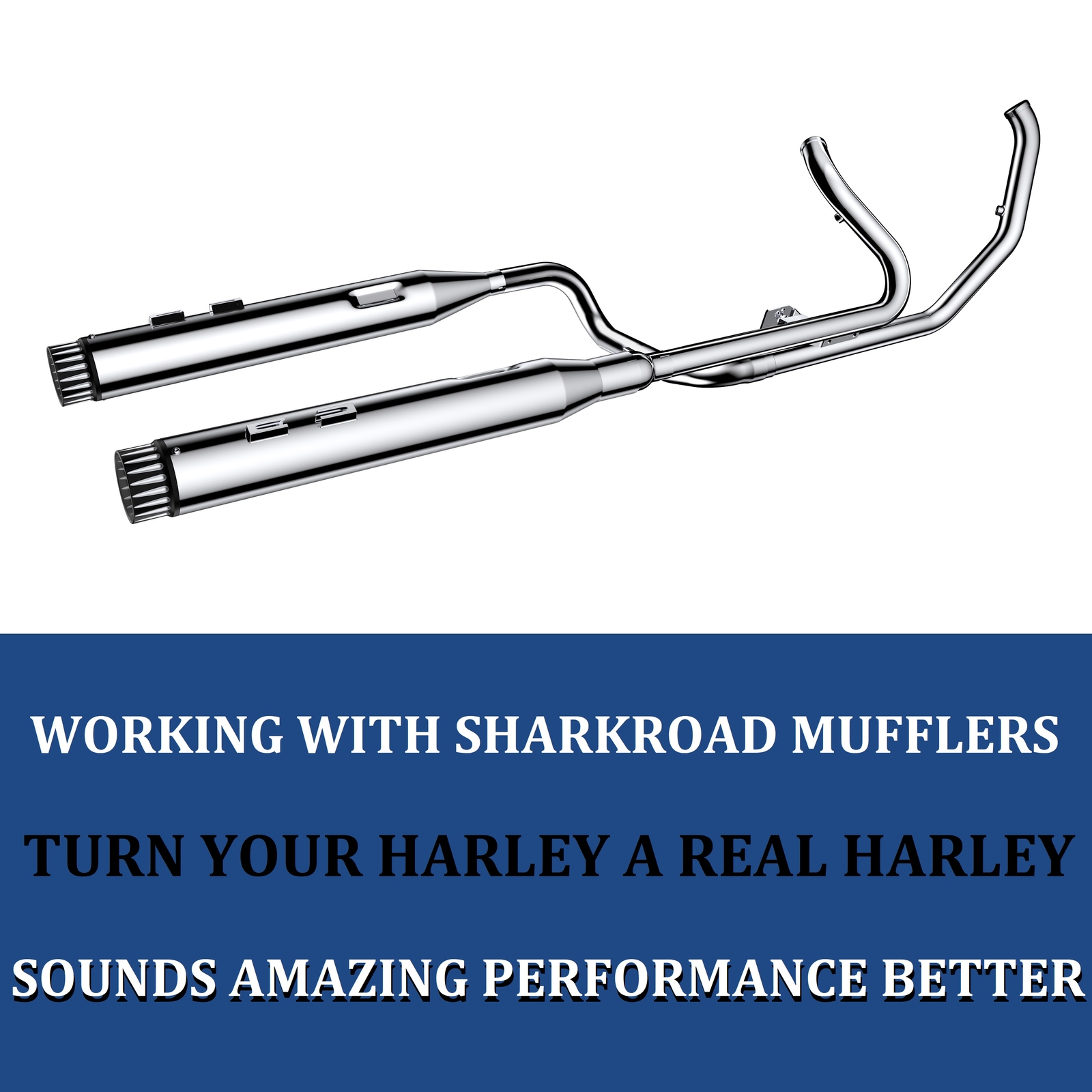SHARKROAD Independent Header True Dual Exhaust for Harley 2017-Up Touring