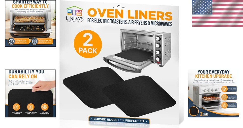 Versatile Reusable Toaster Liners 2 Pack - Simple Cleanup & Cooking Efficiency