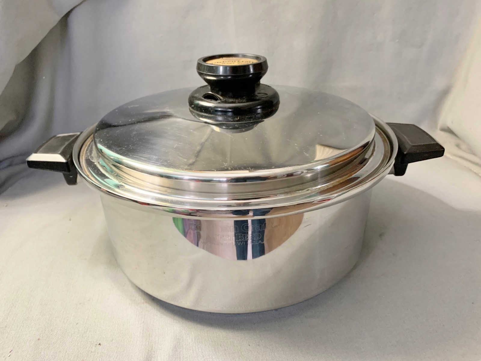 Vintage Kitchen Craft Stainless Steel 5 Qt Stock Pot With Vented Lid Made In USA