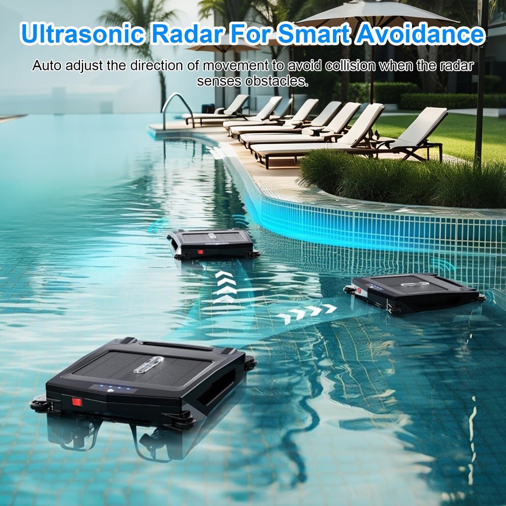 Solar Powered Robotic Pool Skimmer Swimming Pool Surface Surface W/APP+2 Modes