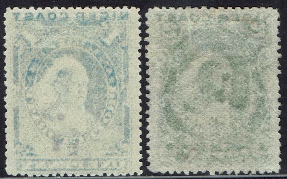 NIGER COAST 1894 QV 1D AND 2D