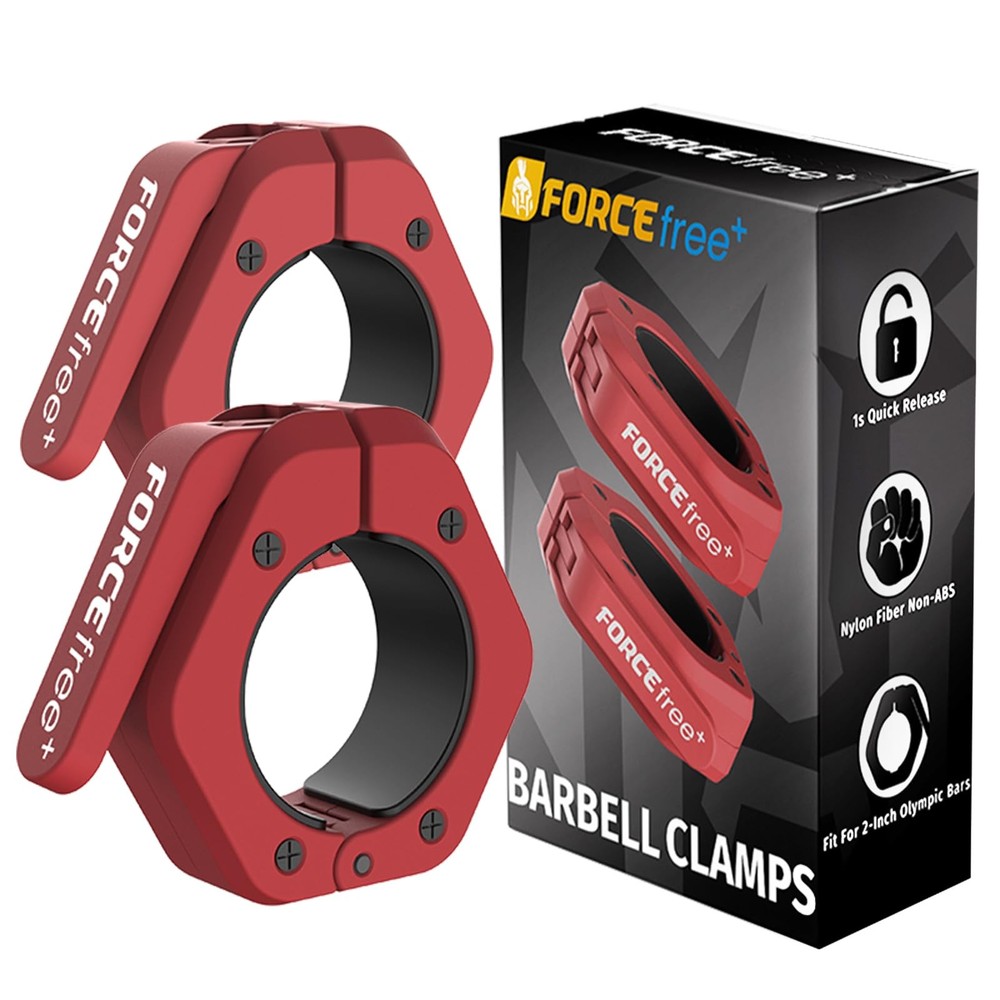 Forcefree+ Barbell Clips (Pair), Clamps, Quick Release Olympic Red