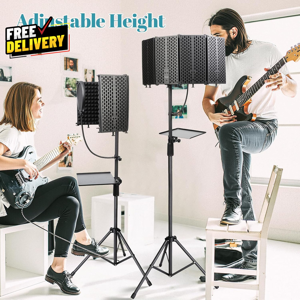Microphone Stand w/ Isolation Shield Pop Filter Tripod Studio Recording Kit