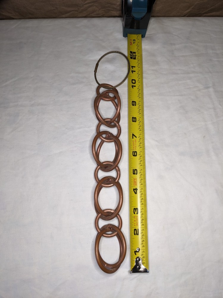 NOS Solid Copper Rain Chain 13" Extension 3D Sphere Globe Orb Link Shelf Patina