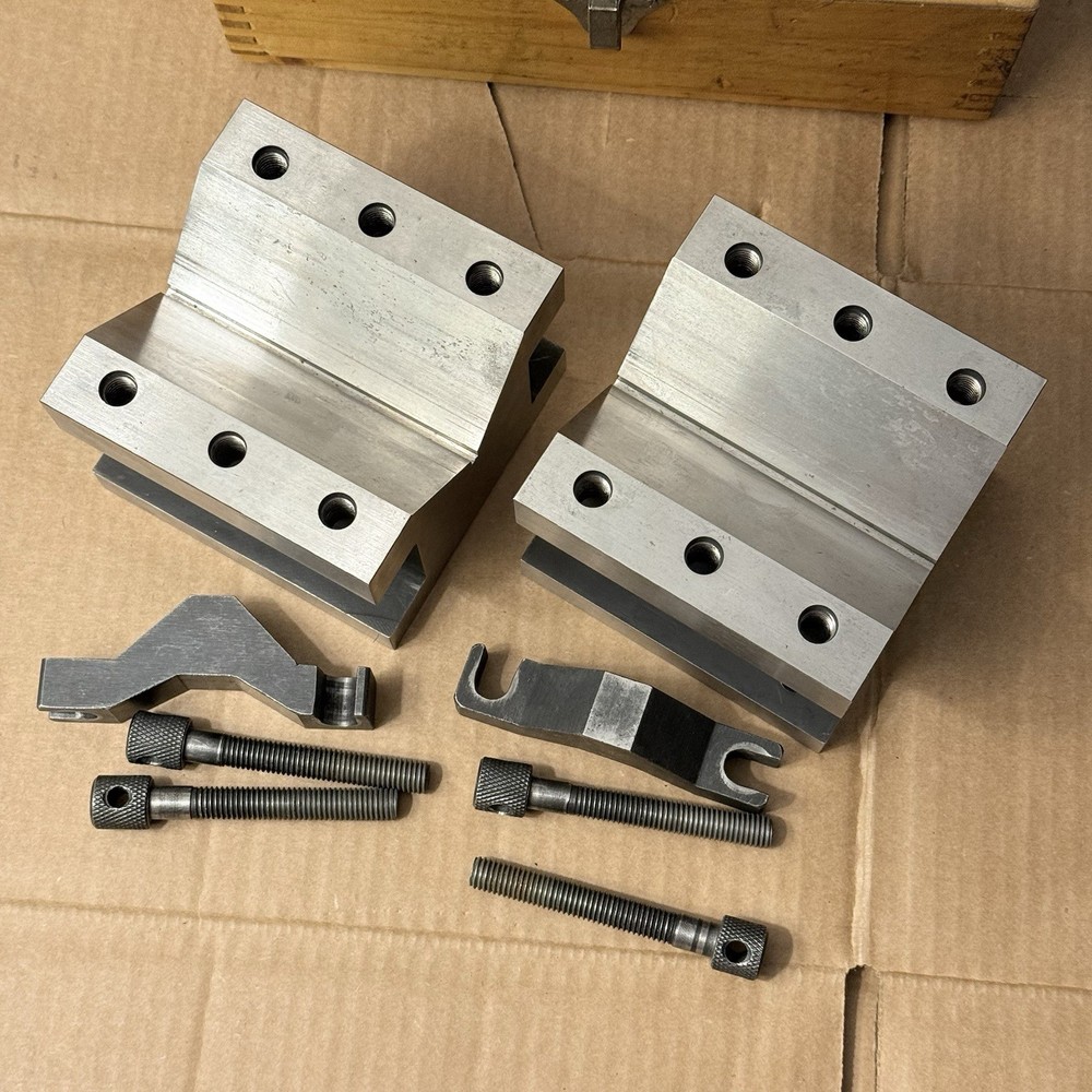 Large Precision V Block Set With Clamps Workholding 4”x4”x3”