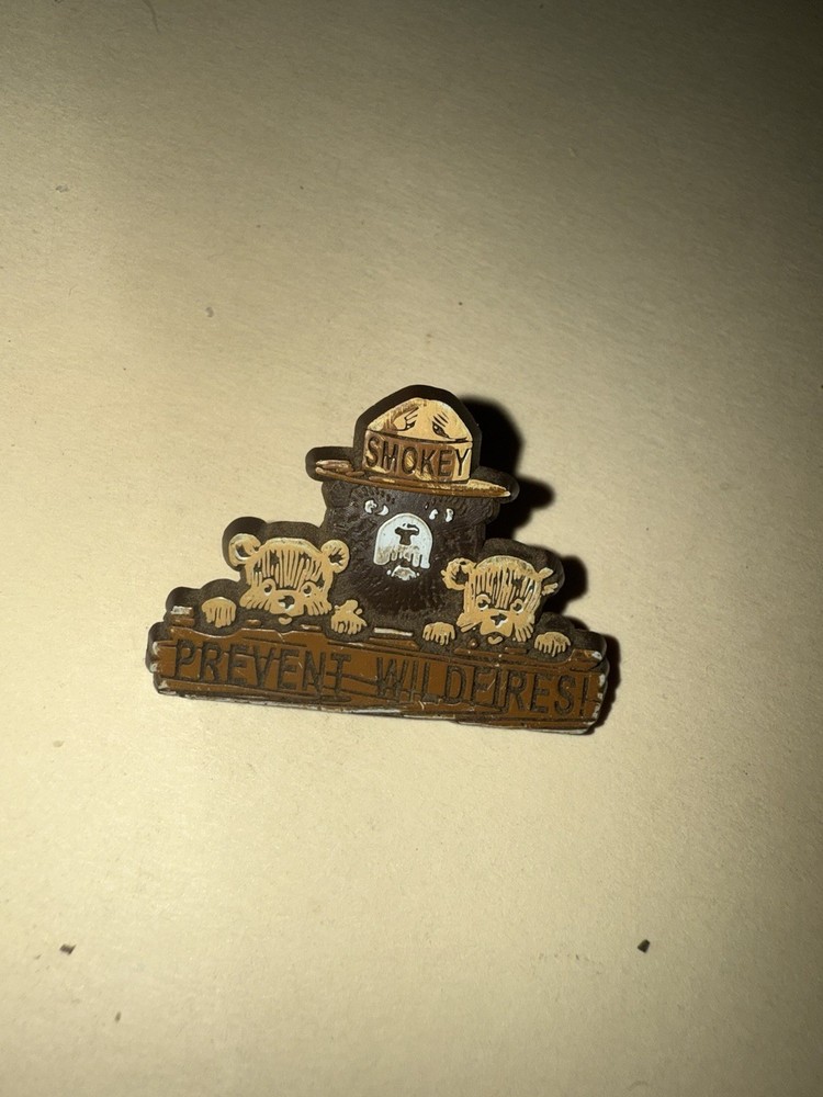 Signed Vintage Smokey Bear “Prevent Wildfires!” Pin