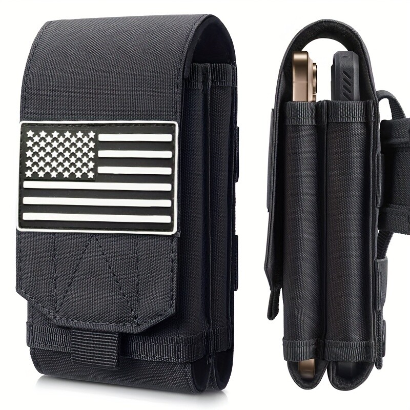 Tactical Outdoor Phone Pouch with American Flag Adjustable Strap