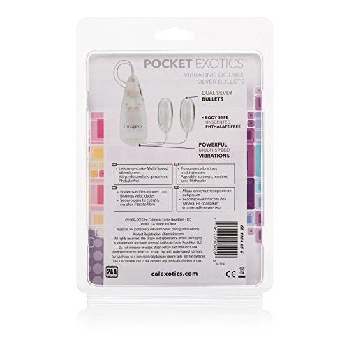 Pocket Exotics Double Silver Bullets Multispeed 2.1 Inch Silver
