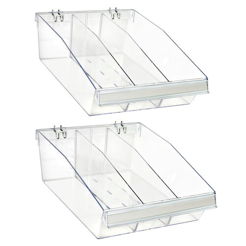 Azar Displays Medium Deep Bin Tray Kit with Adjustable Dividers, 2-Pack