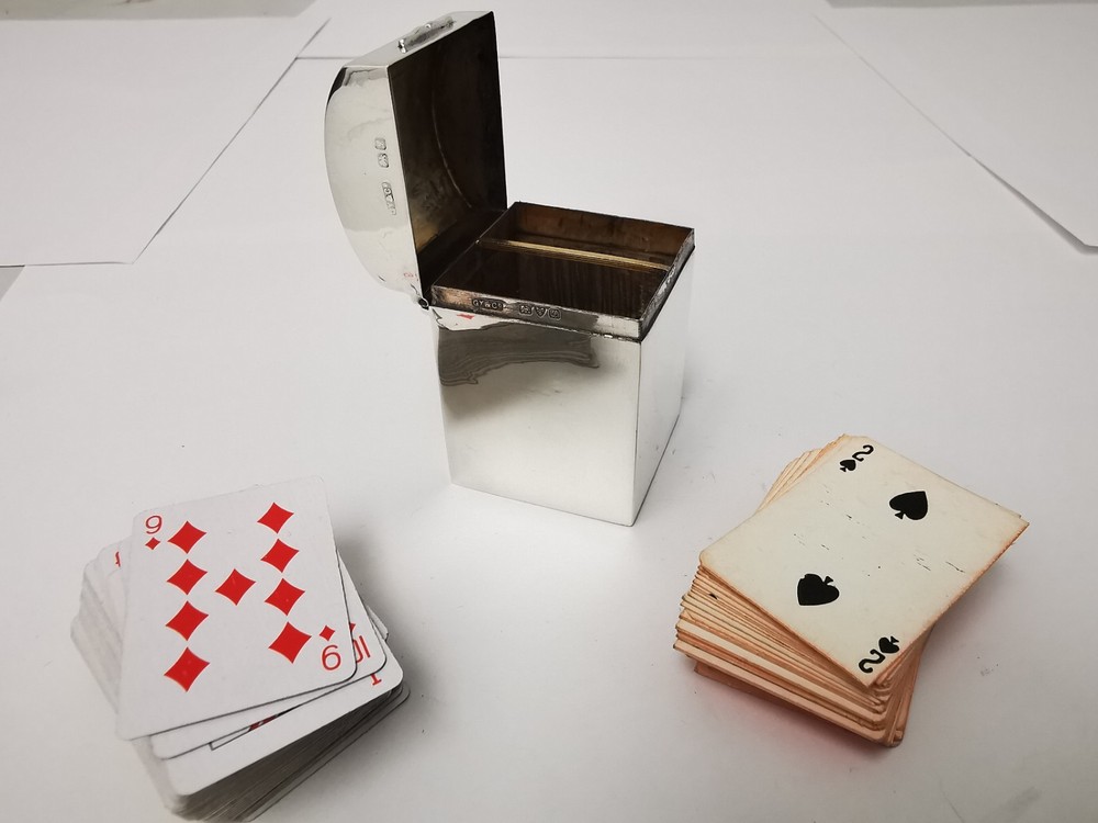 Solid Silver Miniature Playing Cards Box - Chester 1911