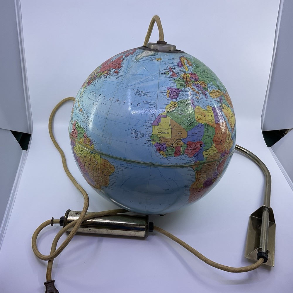 Replogle Vintage Globemaster Relief Globe Wall Mounted Hanging Light Globe