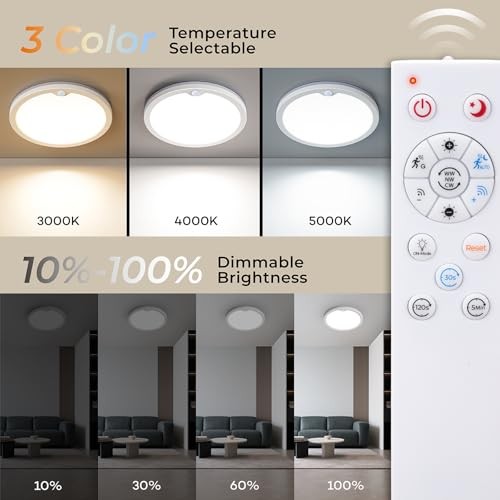 Motion Sensor Ceiling Light with Remote, Night Light 2000K, 8.7 Inch 1 Pack