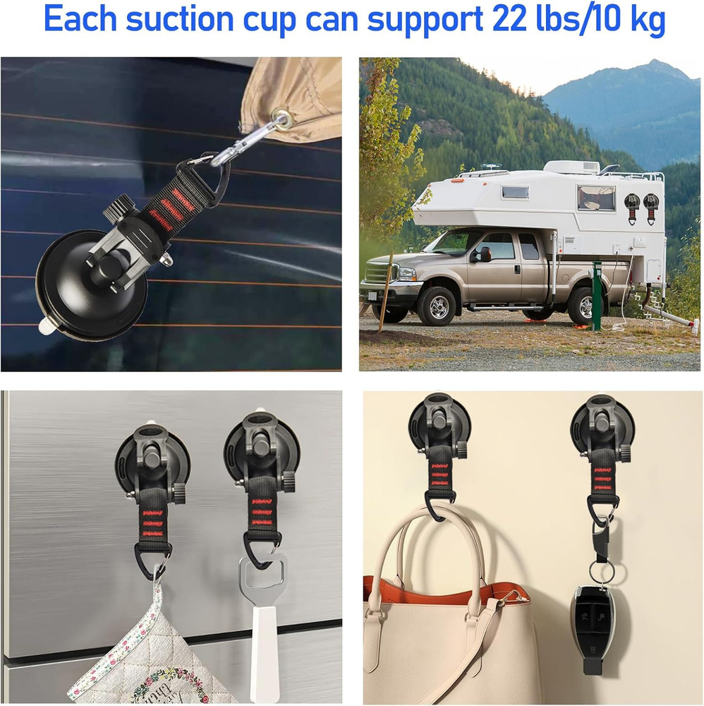 Heavy Duty Suction Cup with Security Hooks 4Pcs Strong Suction Cups Multipurpose