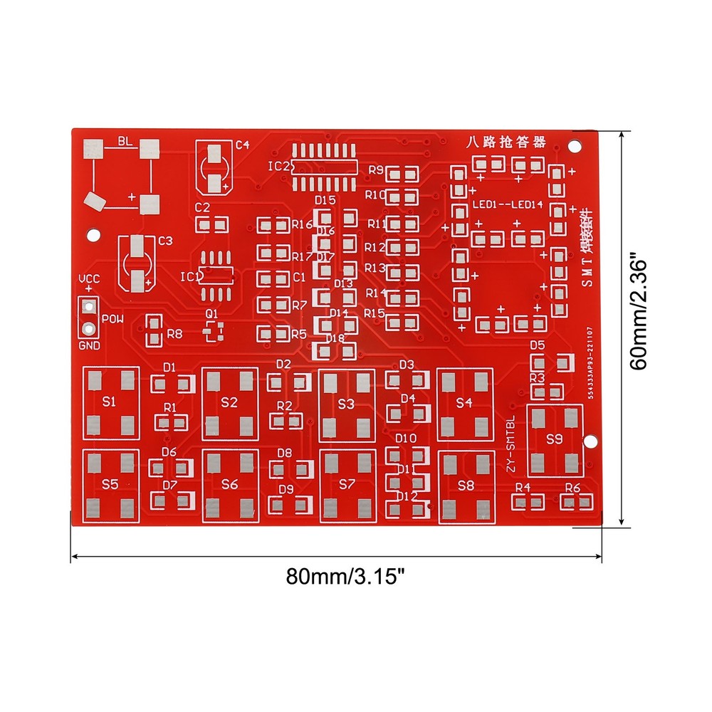 Soldering Practice Board, Electronics Kit PCB Board DIY 8ch Digital-Responder,6V