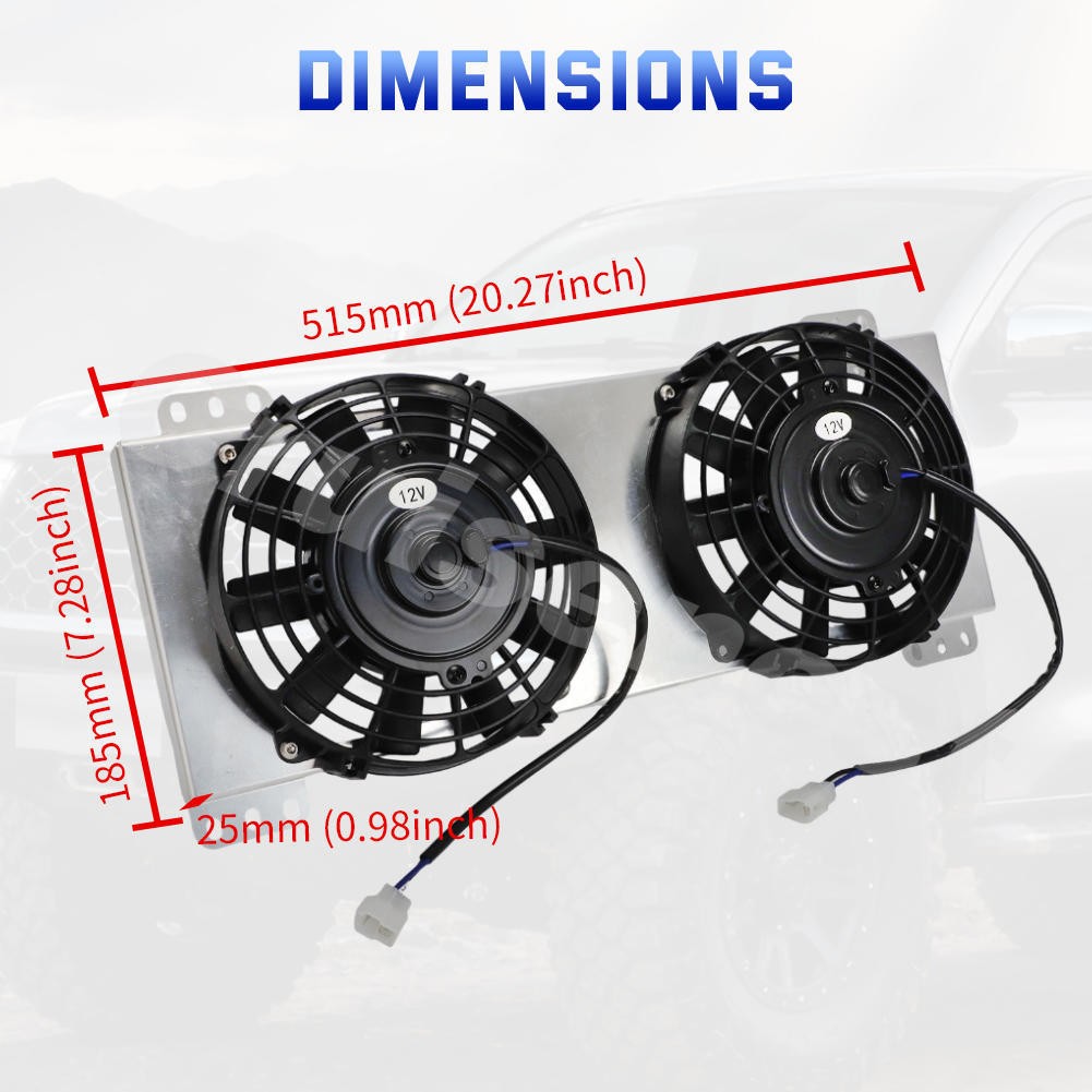 For Tru-Cool 40K Derale 9500 Huron Speed Silver Series 8'' Dual Fan & Shroud Kit