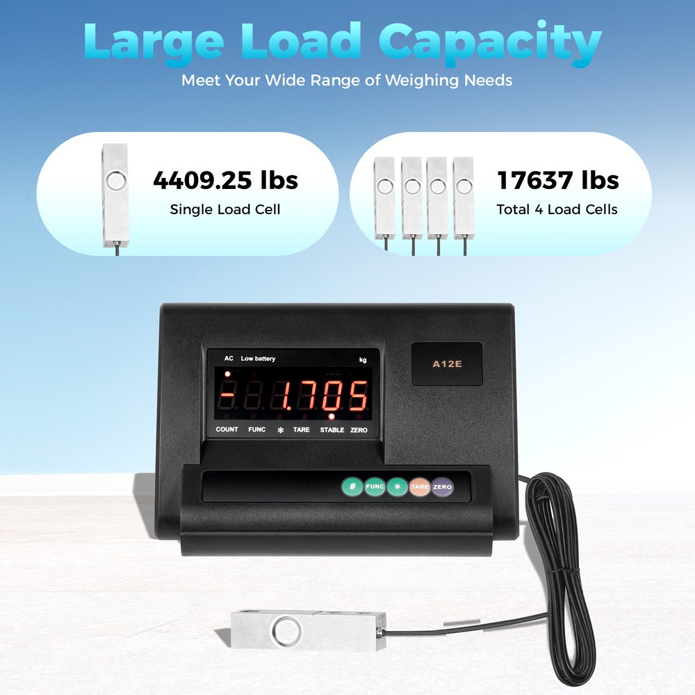2.5 Ton/5000lbs Weigh Indicator Platform Scale Cattle Hogs Precision Load Cell