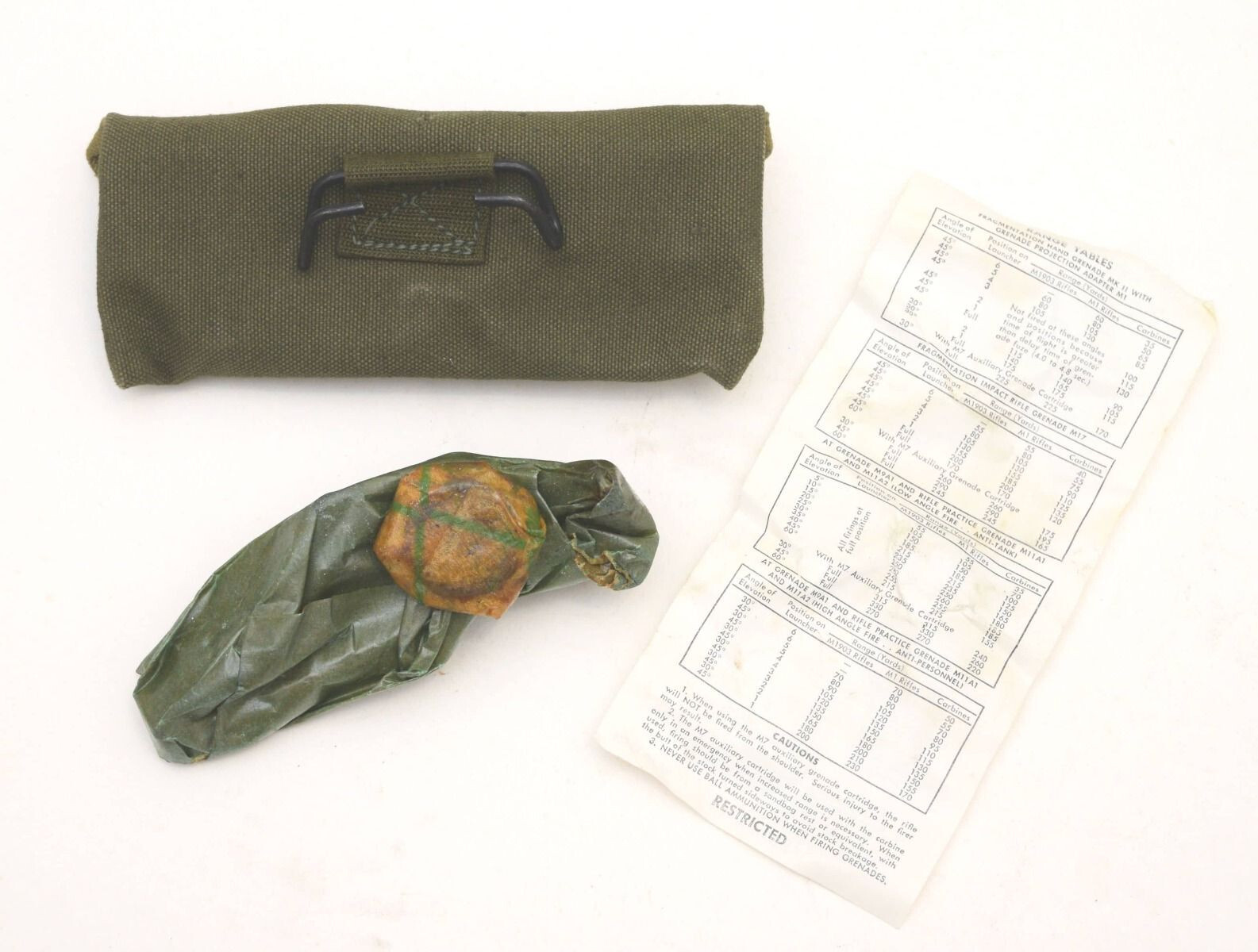 USGI WW2 1944 Grenade Launcher Sight in Canvas Pouch Complete Set